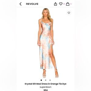 Superdown Orange Tie Dye Krystal Slit Maxi Dress